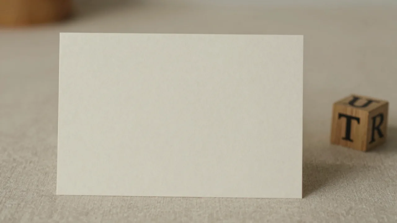Blank wooden name plaque on a soft neutral background with warm light