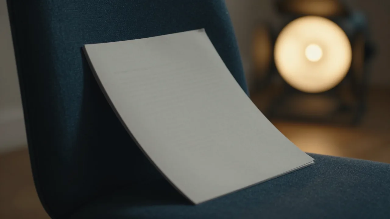 Moody film set with a script and studio lights