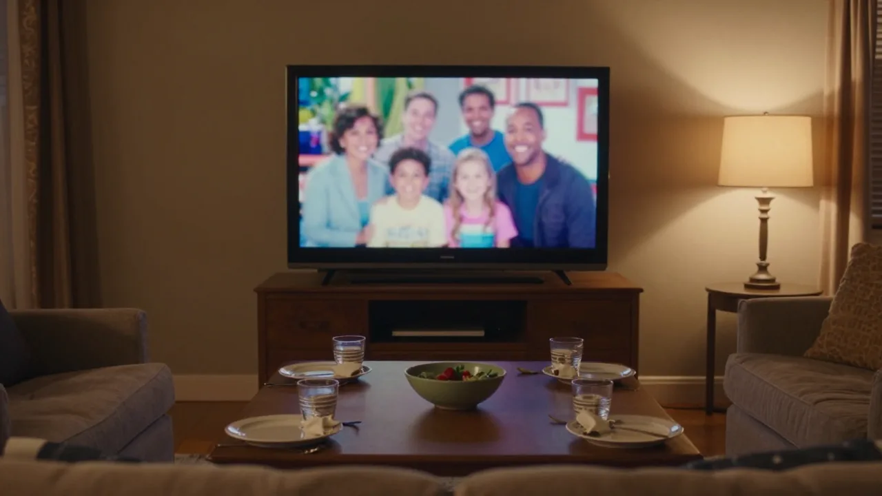 A quiet living room prepared for a reality TV rewatch