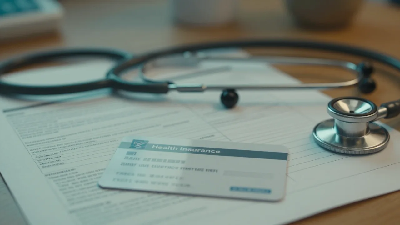 Abstract health coverage documents on a desk