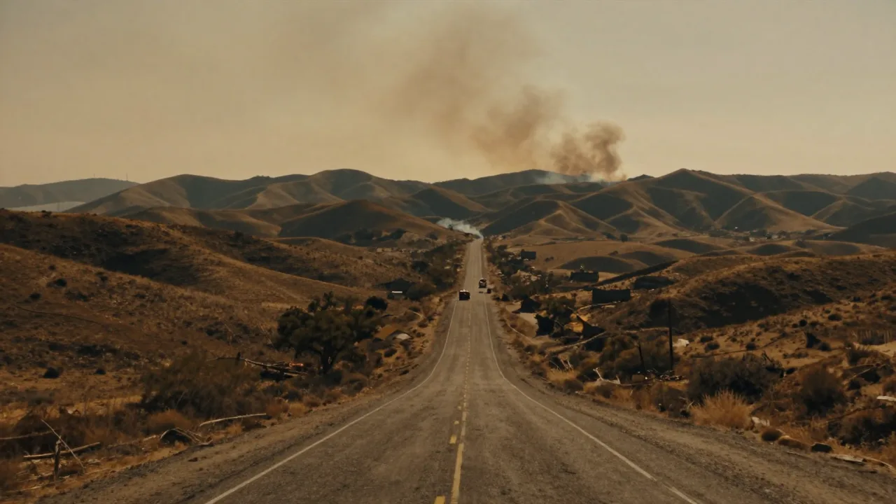 Smoke rising over dry hills near Camp Pendleton