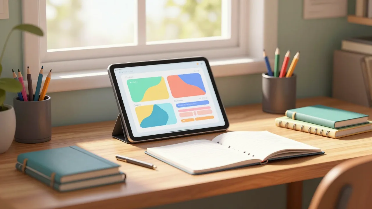 Student using an online learning dashboard at home