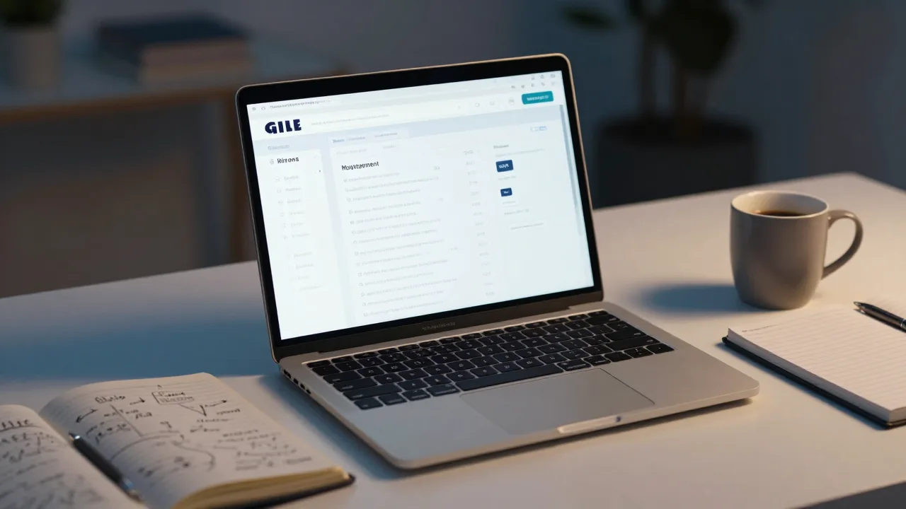 Laptop showing an affiliate website dashboard beside a notebook