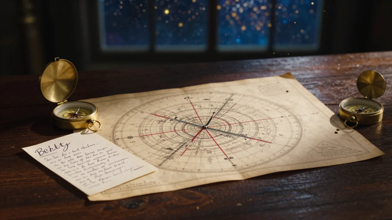Cinematic star chart beside a glowing birth date card
