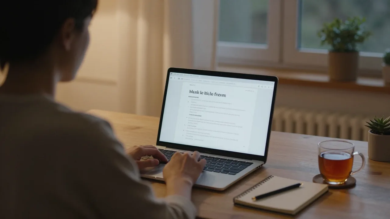 Anonymous remote worker at a laptop in a calm home workspace