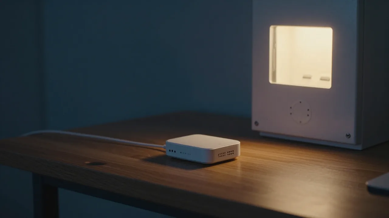 Small unbranded device beside a home electrical panel