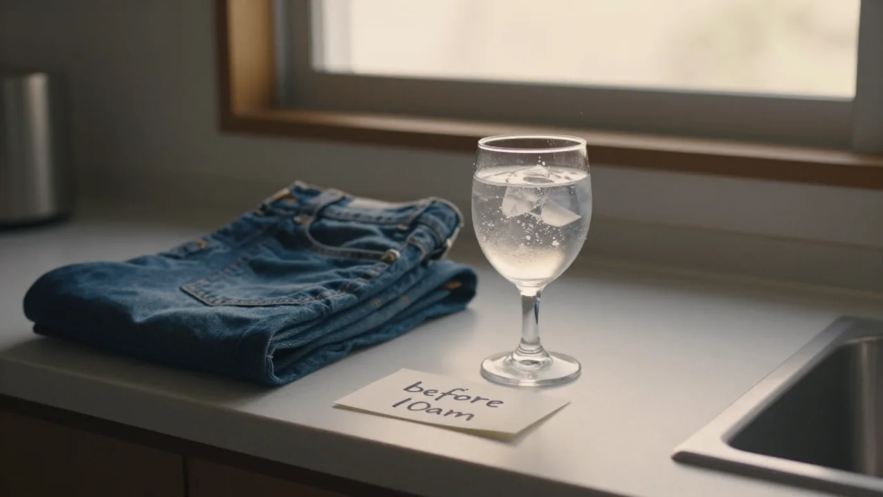 Morning tonic glass beside a notebook in soft sunrise light