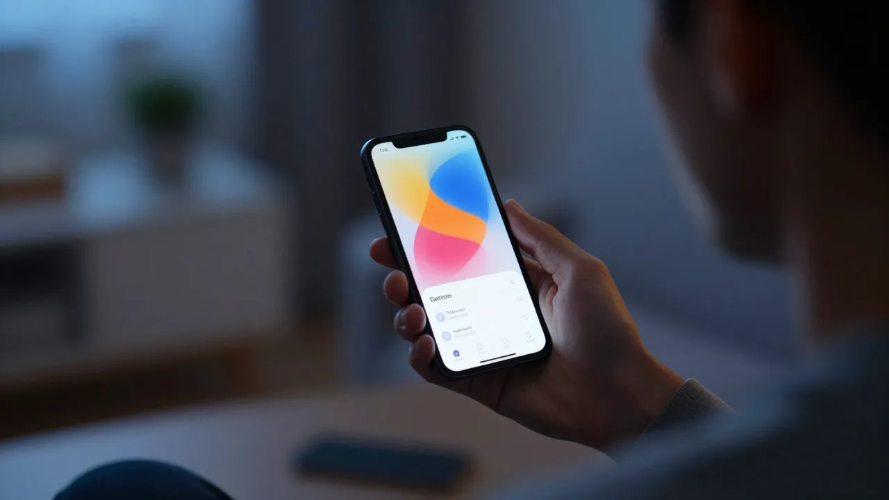A man viewing a dating app on a phone in low cinematic light