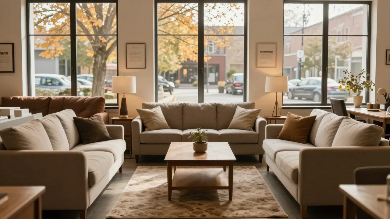 Furniture showroom during a final liquidation sale