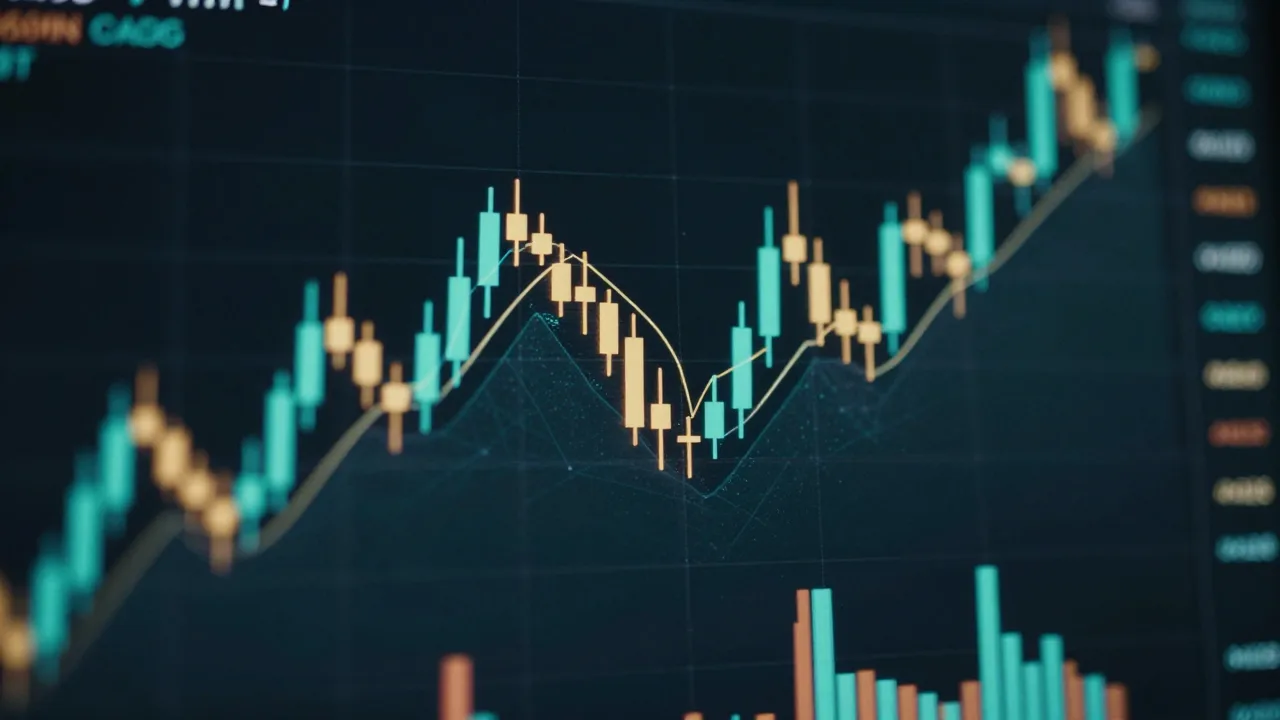 Abstract crypto price chart on a dark screen