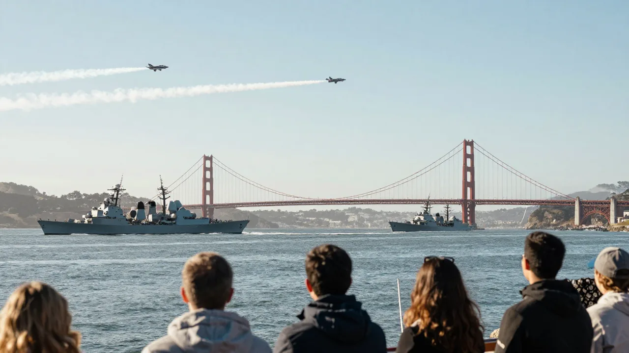 Jets flying above San Francisco Bay during Fleet Week