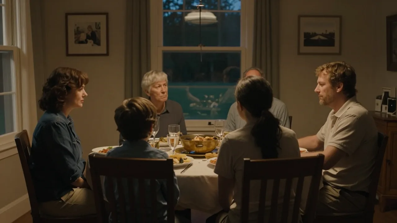 Warm family dining room with an untouched place setting