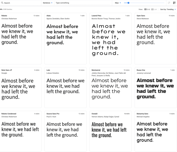 google fonts