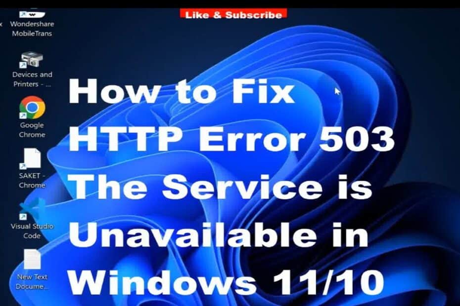 Http Error 503. The Service Is Unavailable.