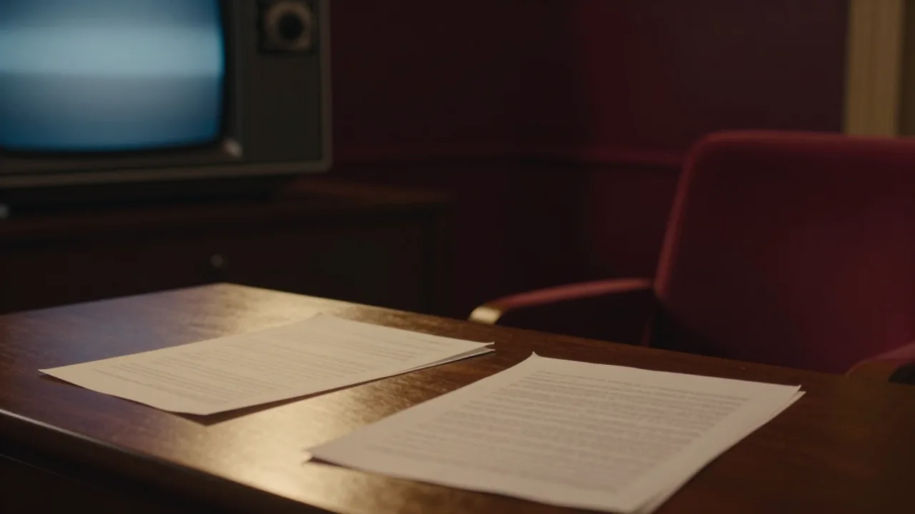 Elegant soap opera set with a script and spotlight
